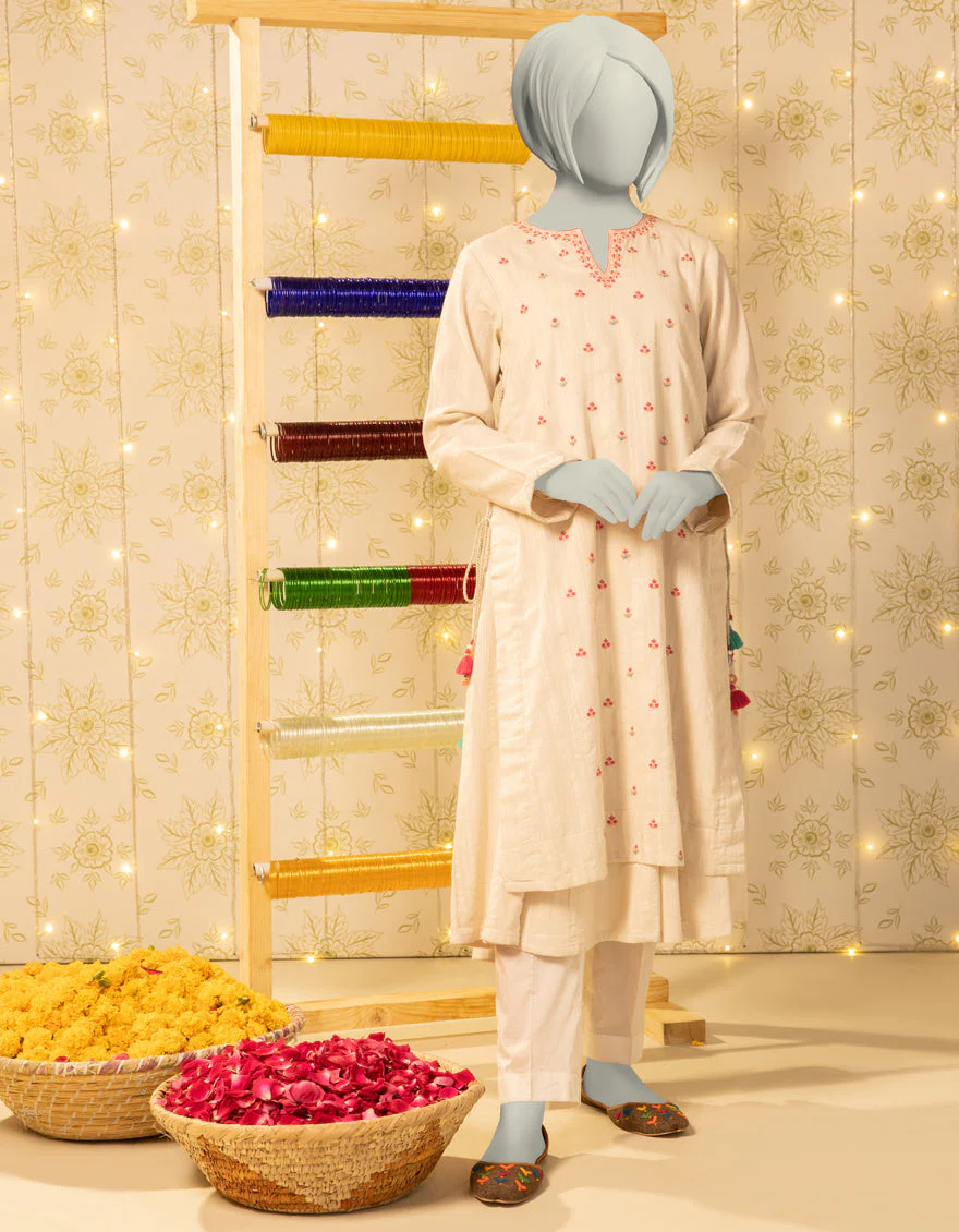 OFF WHITE TEXTURED KURTI | JYGK-S-JTS-25-4039 FB/DASTAAN-06