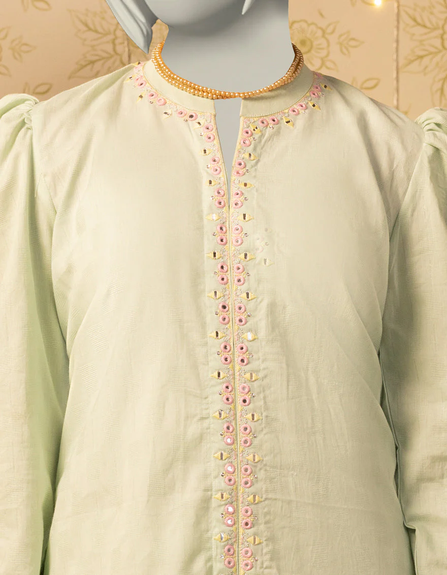 GREEN DOBBY KURTI | JYGK-S-JTS-25-4051 FB/SHEESHAKARI-02 - Image 3