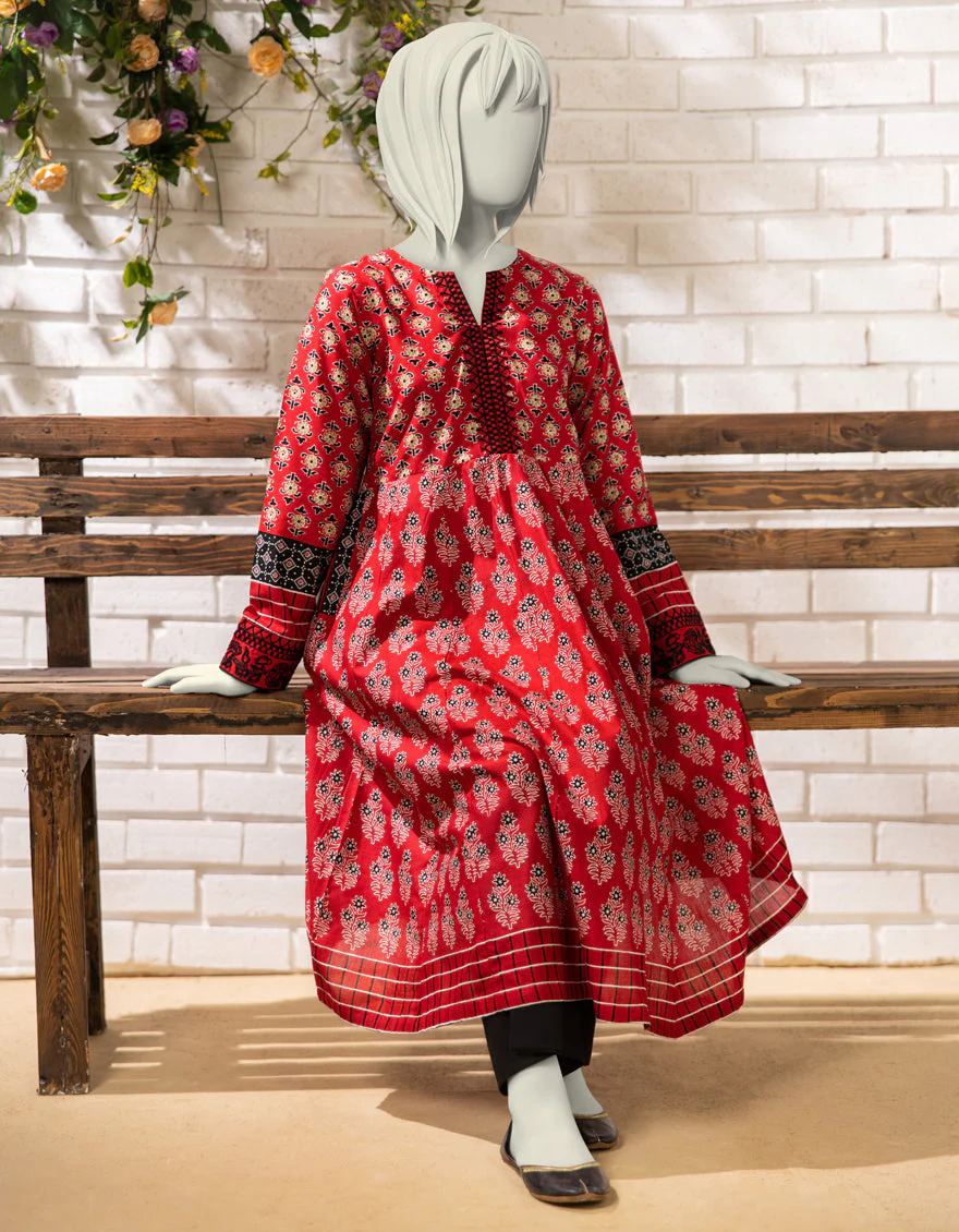 RED LAWN KURTI | JYGK-S-JTS-25-4060 FB/BATHIK-1 - Image 3