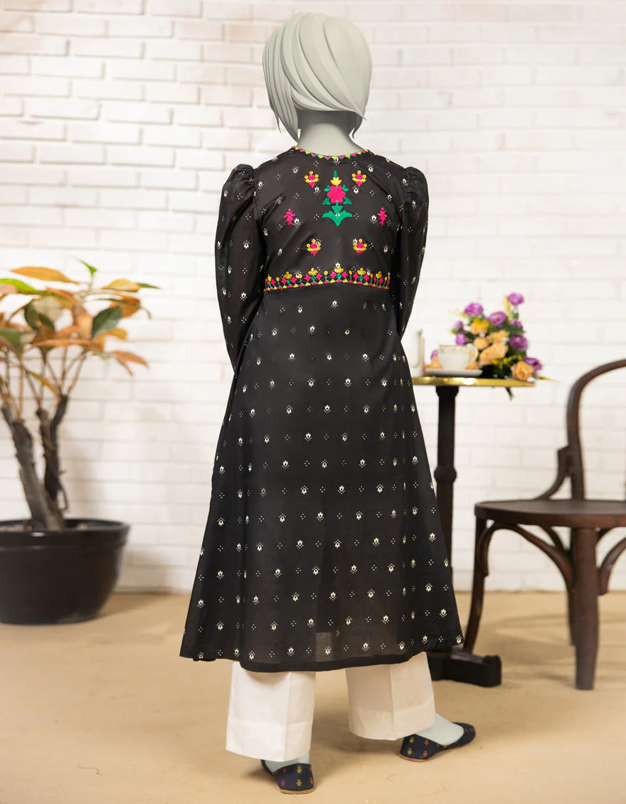 BLACK LAWN KURTI | JYGK-S-JTS-25-4070 FB/KALIDAAR-3 - Image 2