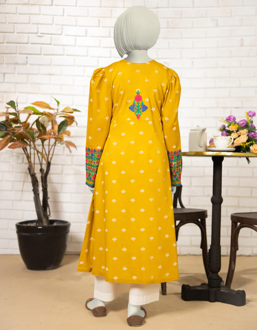 OCHRE LAWN KURTI | JYGK-S-JTS-25-4071 FB/KALIDAR-4 - Image 3